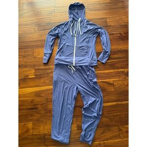 Marika Womens Blue Full Zip Hoodie Sweatpants Set Lounge Athleisure Size L